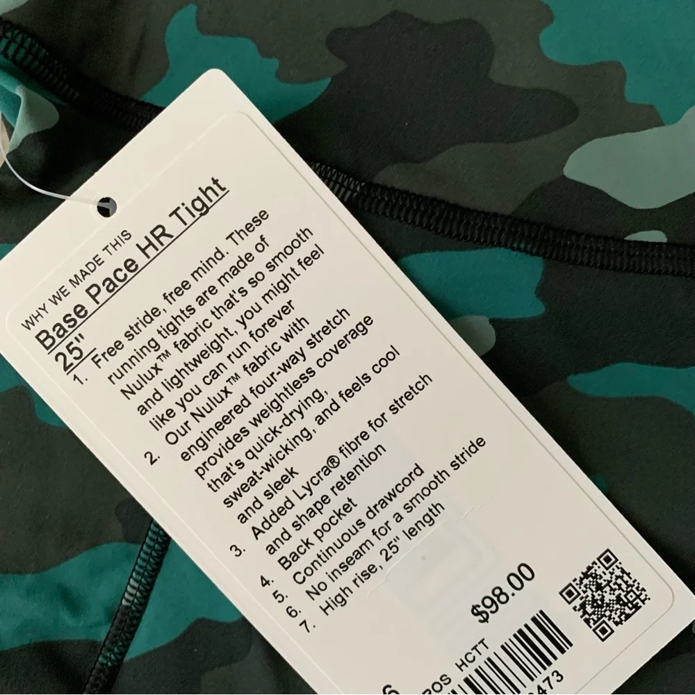 NWT Lululemon Base Pace High-Rise Running Tight 25" Camo sz 14 - Picture 10 of 10